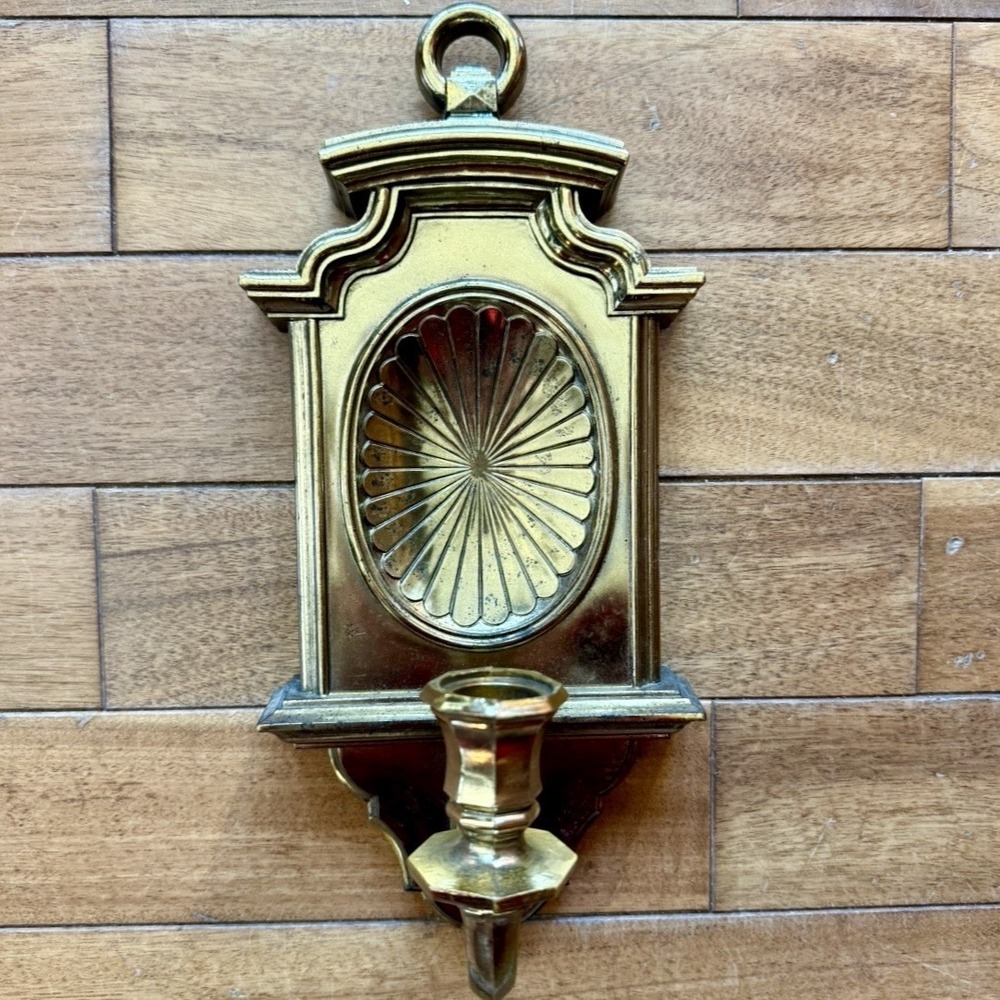 VTG 1982 Homco Syroco Gold Hollywood Regency‎ Wall Candle Holder 4234 Scone USA